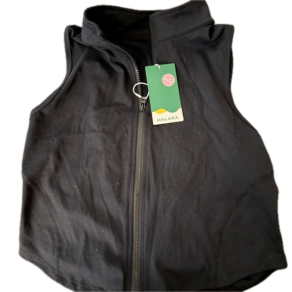 HALARA Play It My Way Zippered Halter Top XL Black Activewear Tank